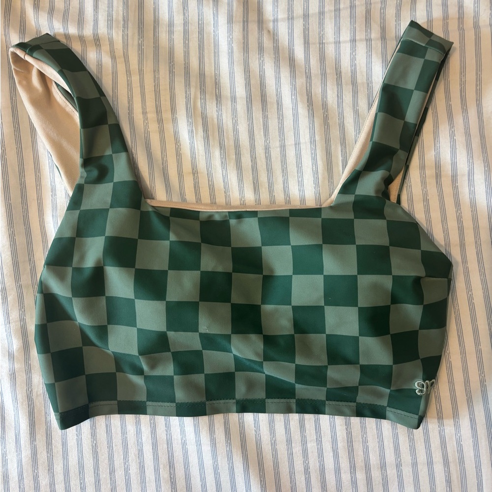 Albion Green Check Olivia Swim Crop